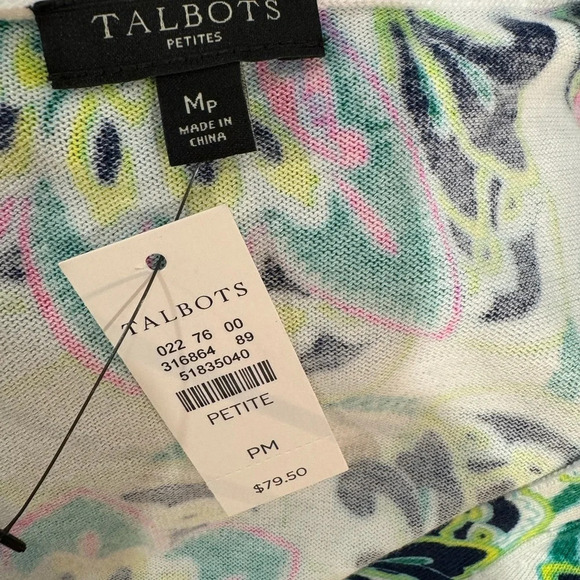 NWT TALBOTS KELLY BLOOMING PAISLEY FULL NEEDLE CARDIGAN Sz: Mp - Picture 9 of 11